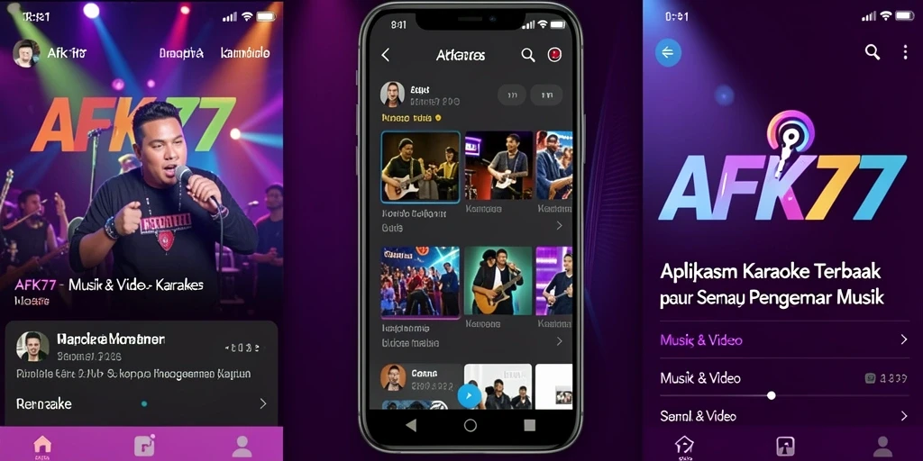 Antarmuka aplikasi AFK77 yang intuitif dan menarik saat karaoke.