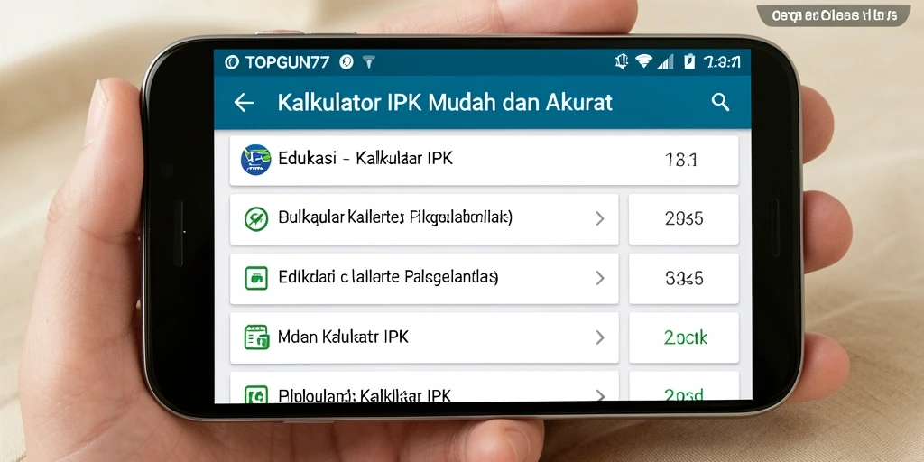 Tampilan antarmuka sederhana dan fungsional Kalkulator IPK TOPGUN77.