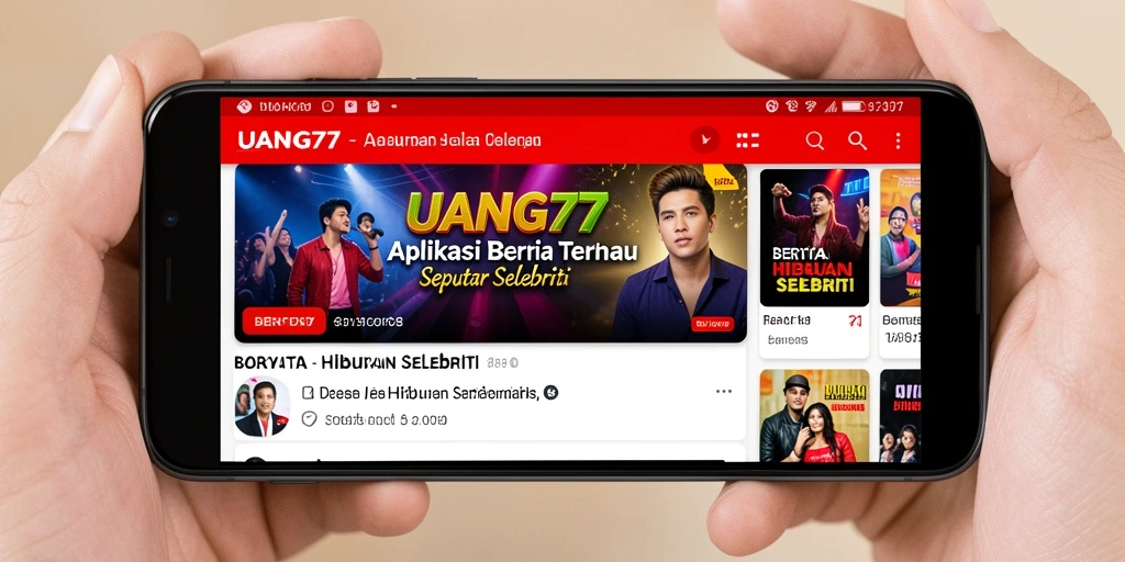 Tampilan antarmuka aplikasi UANG77 untuk berita selebriti.