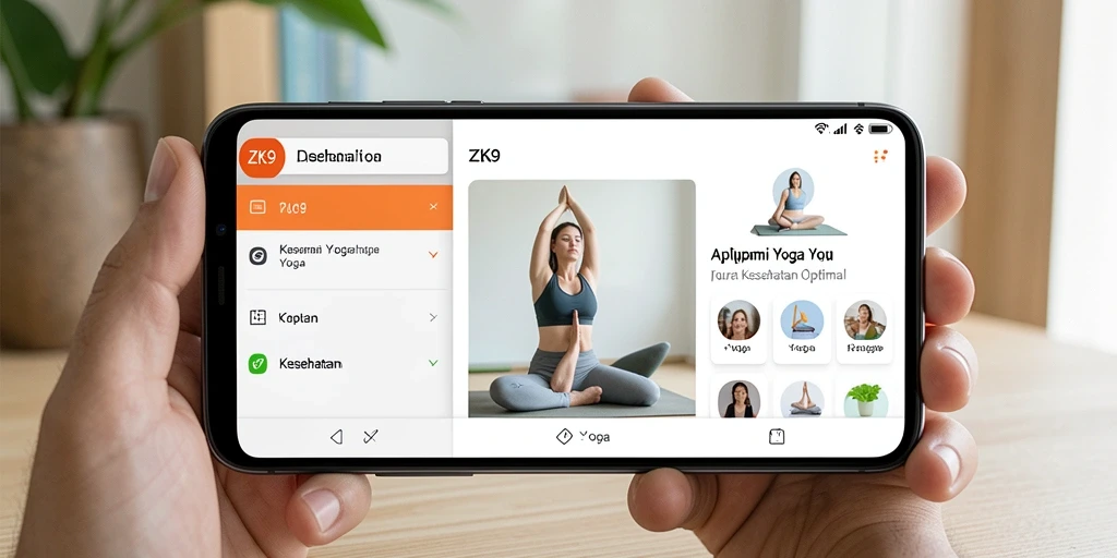 Tampilan antarmuka ZK9 dengan panduan latihan Yoga.