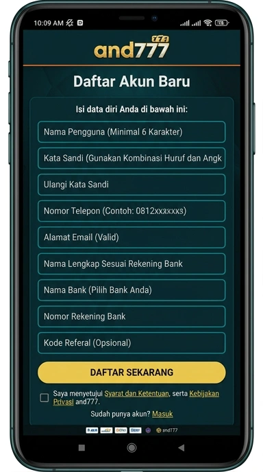 Panduan Registrasi Akun dan777 untuk Pengguna Android